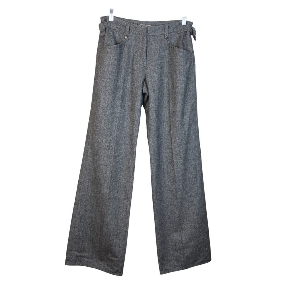 Bottega Veneta Brown Heather Herringbone Lined Wide Leg Dressy Pants Size 40